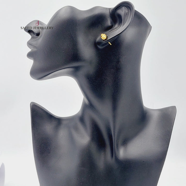 21K Gold Plain Screw Earrings by Saeed Jewelry - Image 3