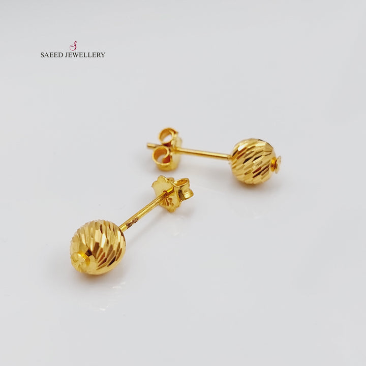 21K Gold Plain Screw Earrings by Saeed Jewelry - Image 5