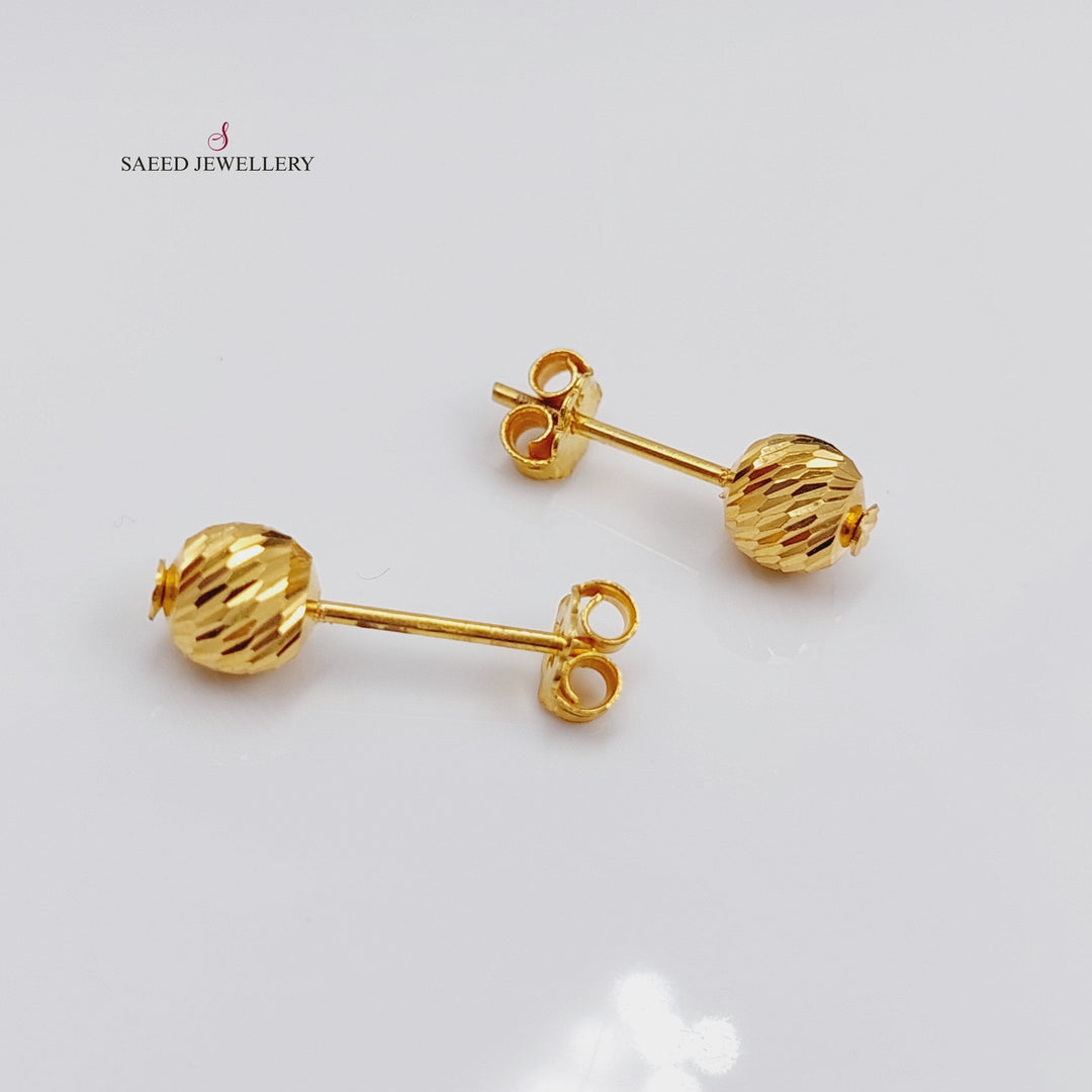 21K Gold Plain Screw Earrings by Saeed Jewelry - Image 6