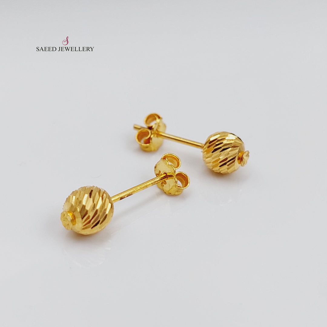 21K Gold Plain Screw Earrings by Saeed Jewelry - Image 1