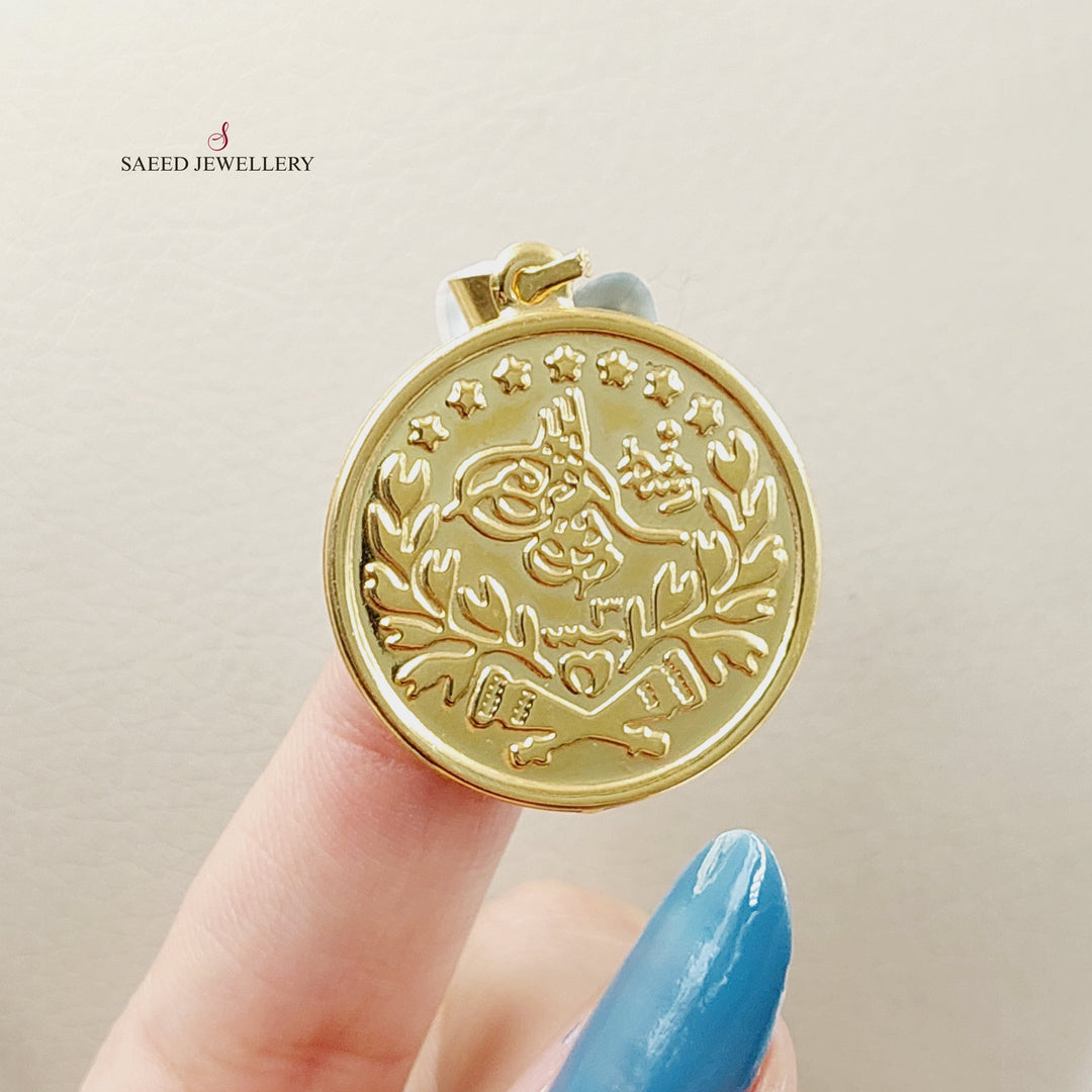 21K Gold Print Rashadi Pendant by Saeed Jewelry - Image 2