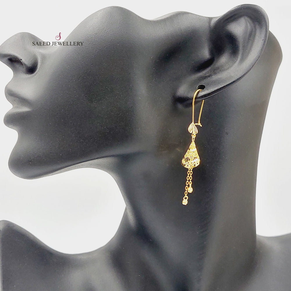 21K Gold Rashadi Bell Earrings by Saeed Jewelry - Image 2
