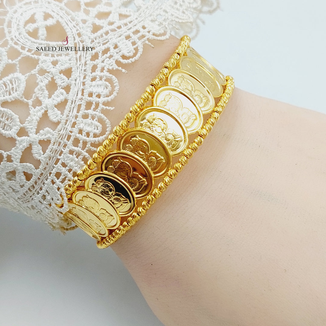 21K Gold Rashadi Eighths Bracelet by Saeed Jewelry - Image 2