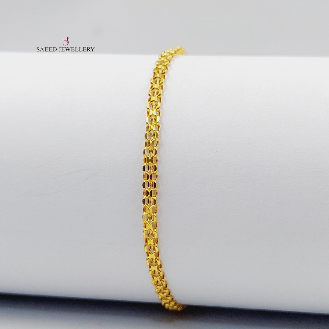 21K Gold Fancy Flat Bracelet by Saeed Jewelry - Image 3