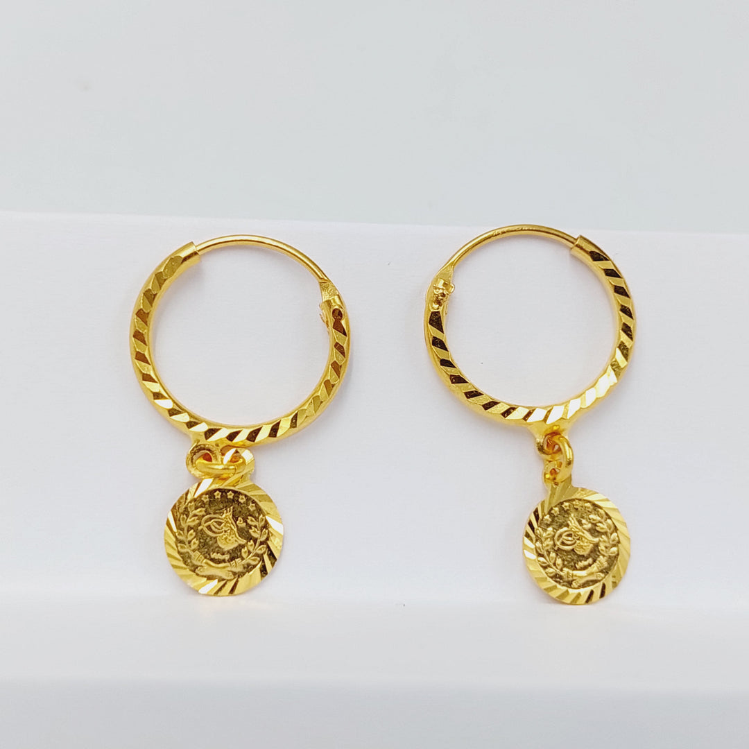 21K Gold Rashadi Hoop Earrings by Saeed Jewelry - Image 4