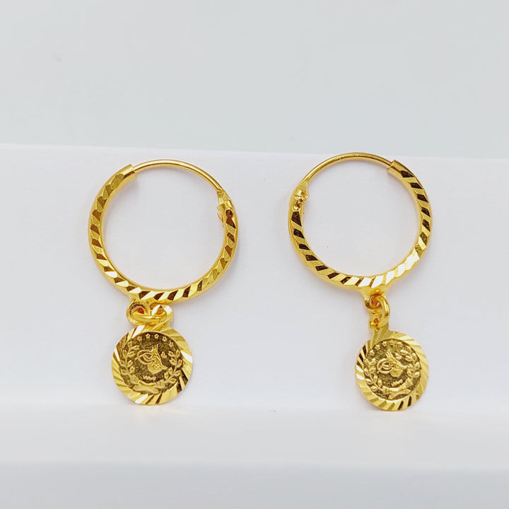 21K Gold Rashadi Hoop Earrings by Saeed Jewelry - Image 4