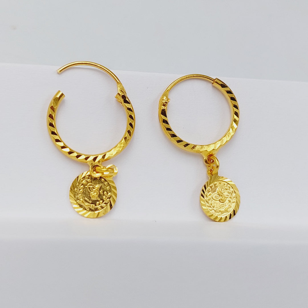 21K Gold Rashadi Hoop Earrings by Saeed Jewelry - Image 4