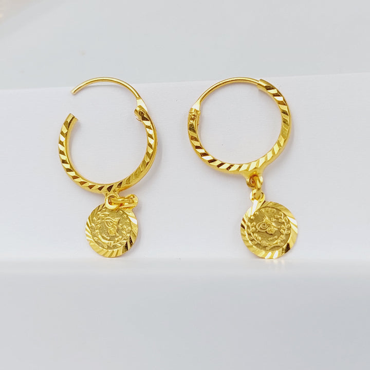 21K Gold Rashadi Hoop Earrings by Saeed Jewelry - Image 1