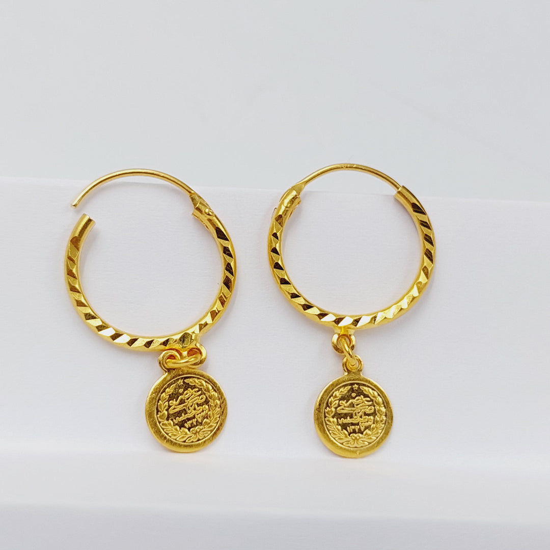 21K Gold Rashadi Hoop Earrings by Saeed Jewelry - Image 3