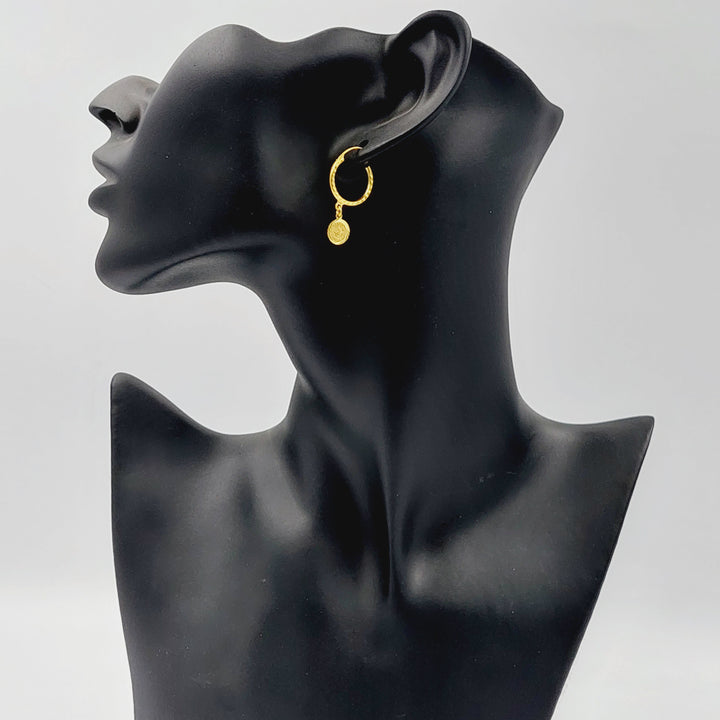 21K Gold Rashadi Hoop Earrings by Saeed Jewelry - Image 3
