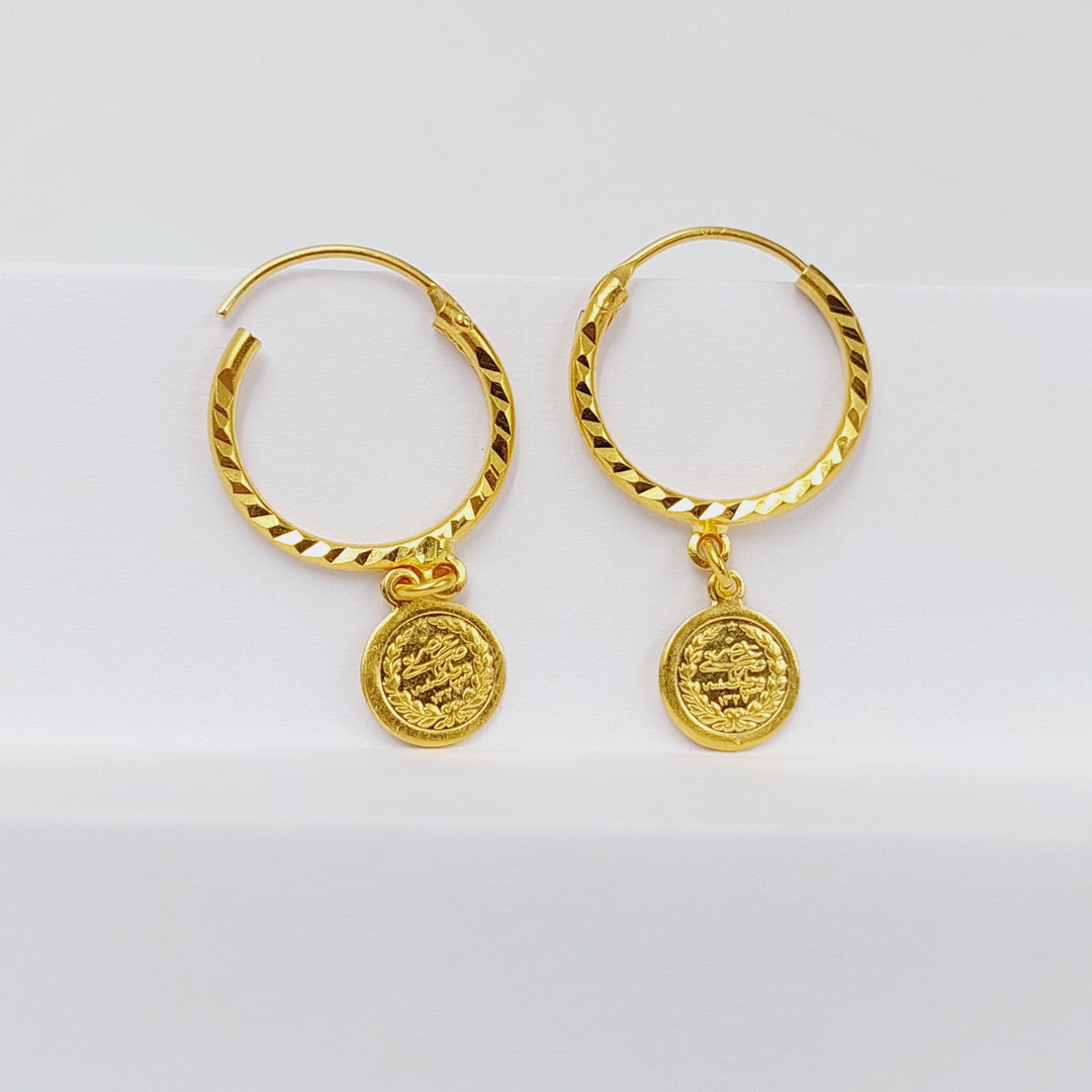 21K Gold Rashadi Hoop Earrings by Saeed Jewelry - Image 4