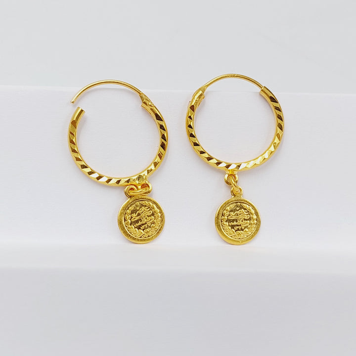 21K Gold Rashadi Hoop Earrings by Saeed Jewelry - Image 4