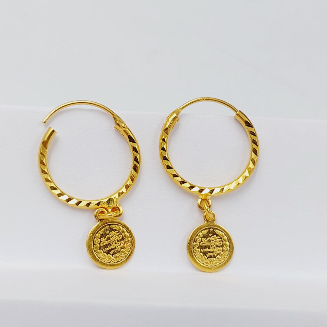 21K Gold Rashadi Hoop Earrings by Saeed Jewelry - Image 5