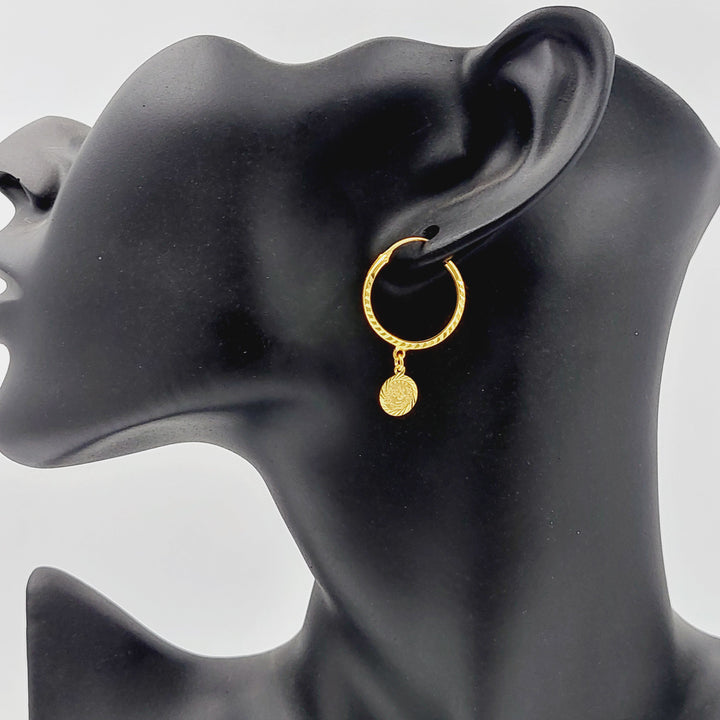 21K Gold Rashadi Hoop Earrings by Saeed Jewelry - Image 3