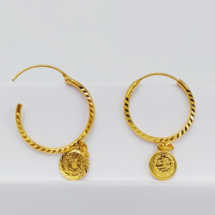 21K Gold Rashadi Hoop Earrings by Saeed Jewelry - Image 1