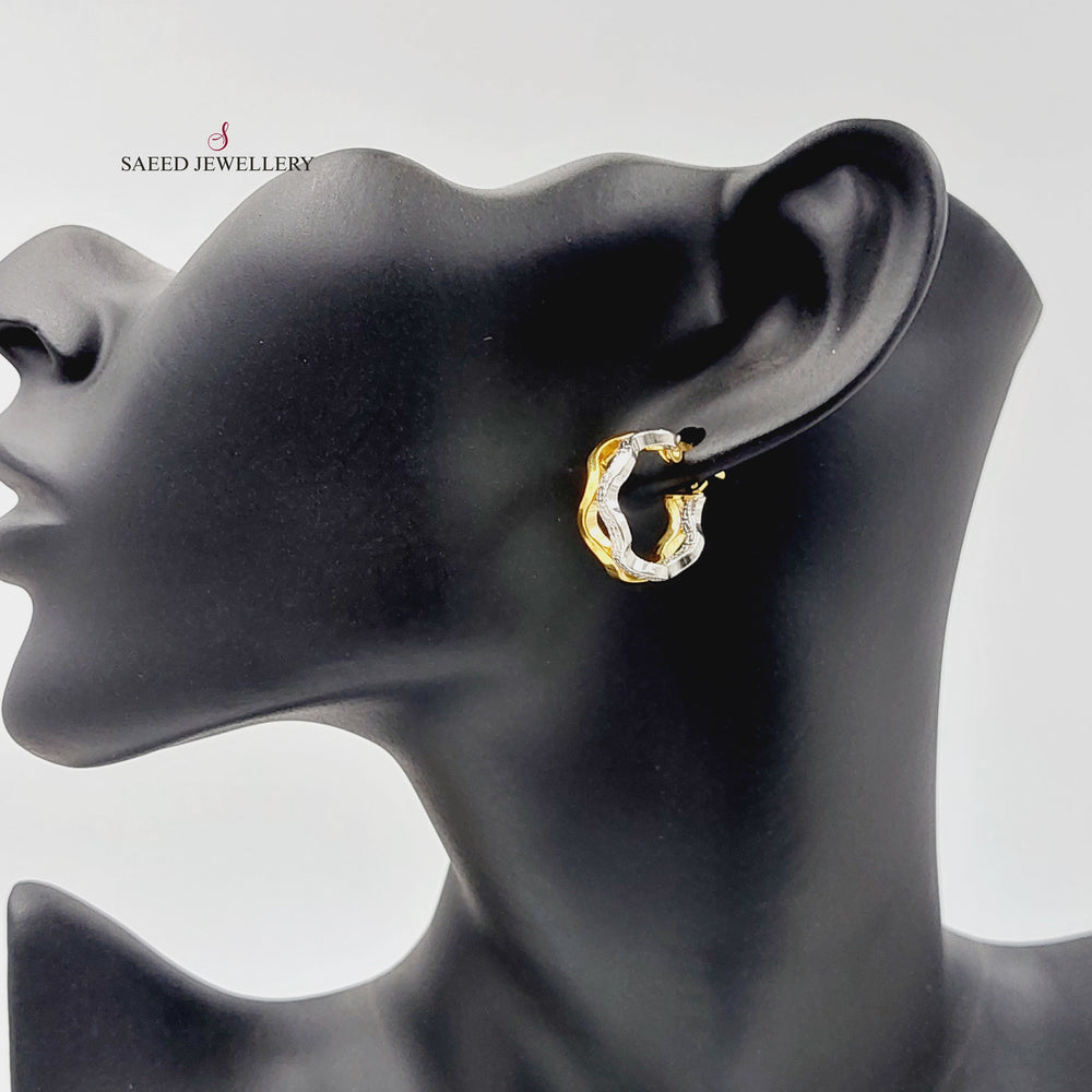 21K Gold Rashadi Hoop Earrings by Saeed Jewelry - Image 2