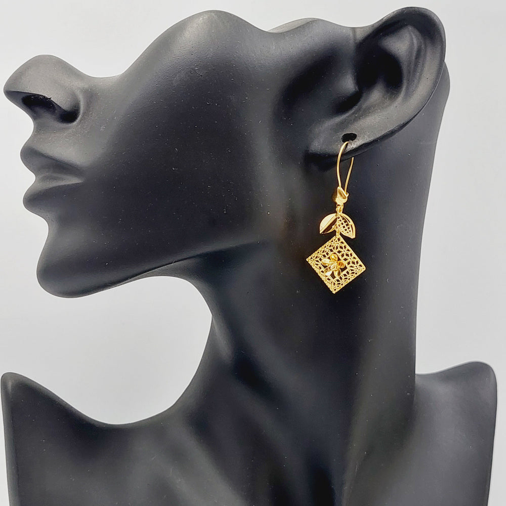 21K Gold Rhombus Earrings by Saeed Jewelry - Image 2