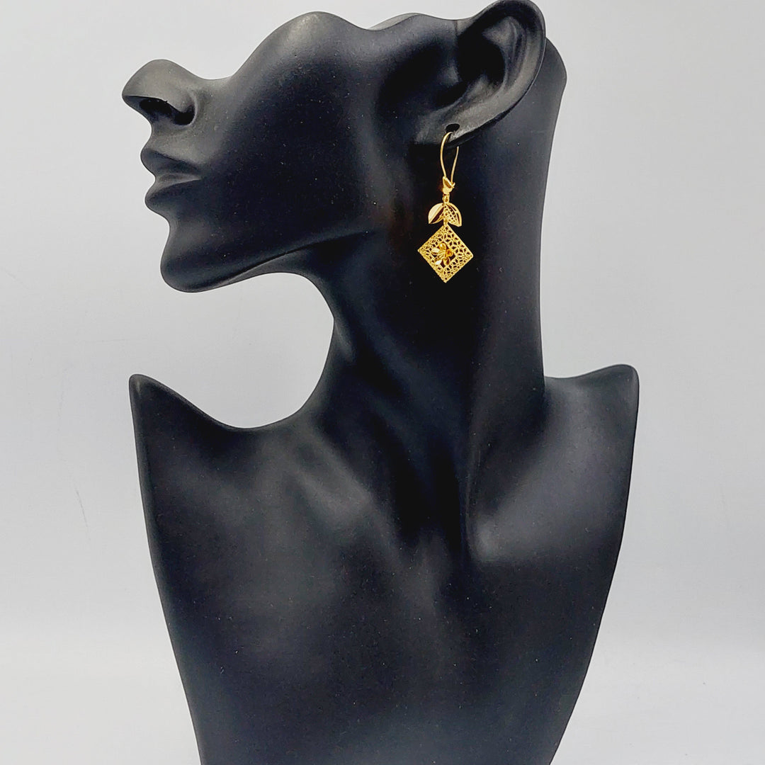 21K Gold Rhombus Earrings by Saeed Jewelry - Image 3