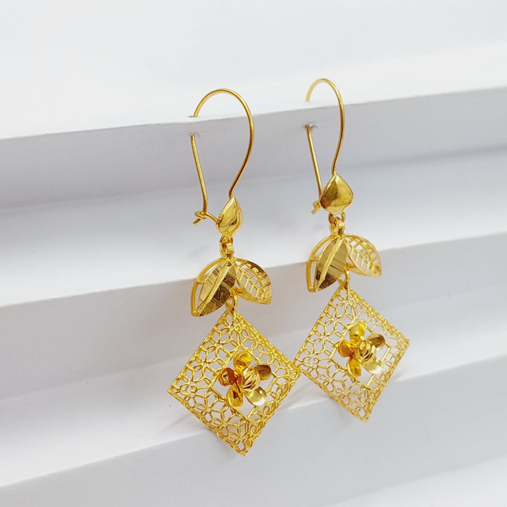 21K Gold Rhombus Earrings by Saeed Jewelry - Image 4