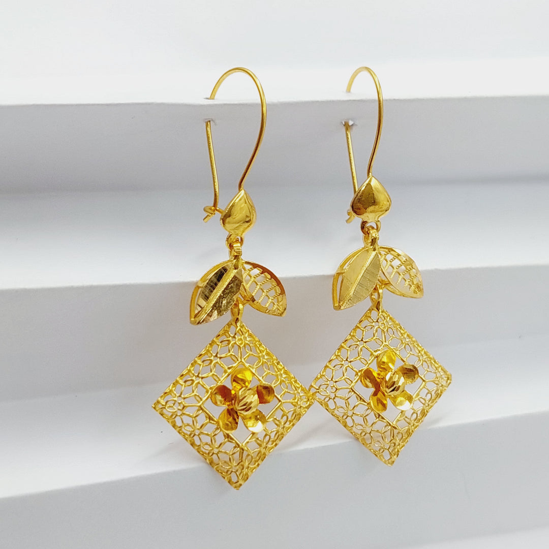 21K Gold Rhombus Earrings by Saeed Jewelry - Image 1