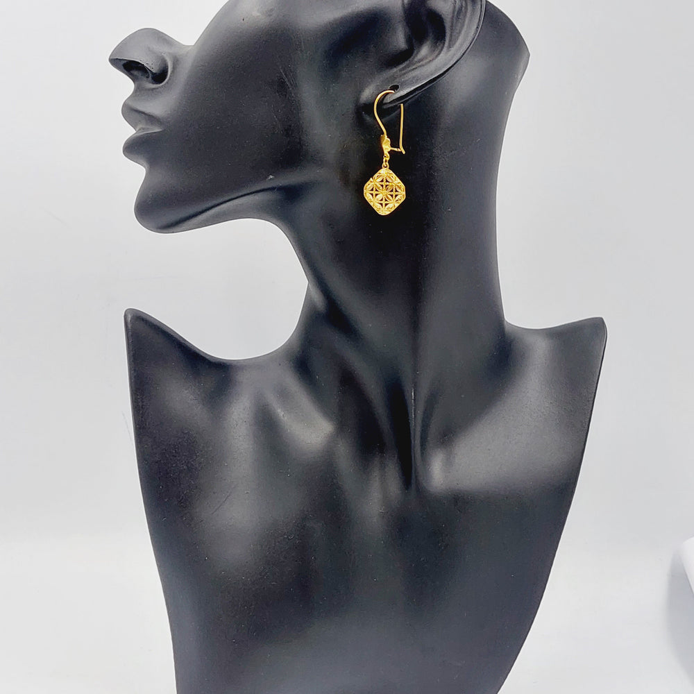 21K Gold Rhombus Earrings by Saeed Jewelry - Image 2