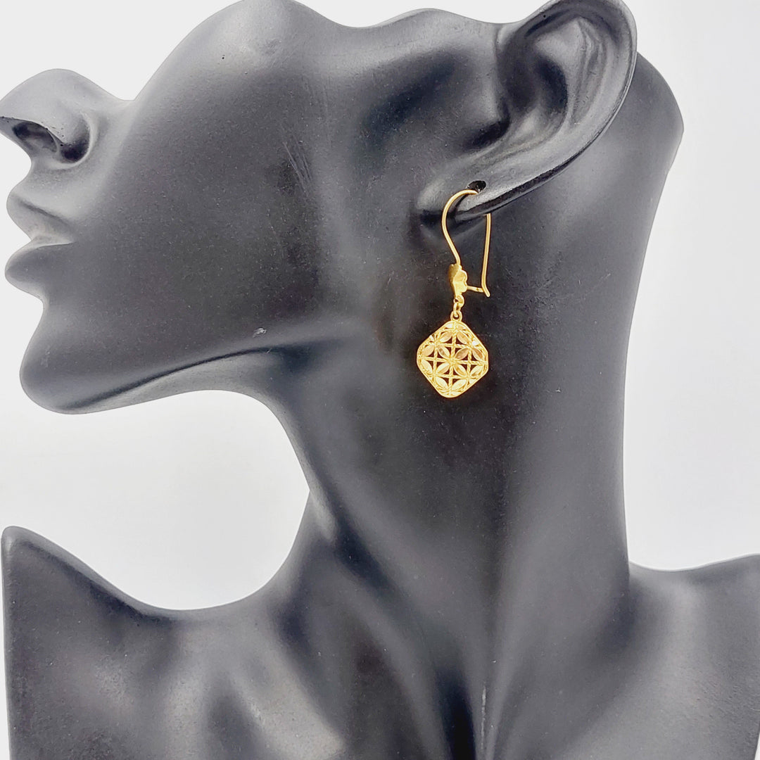 Rhombus Earrings Made Of 21K Yellow Gold by Saeed Jewelry-28300