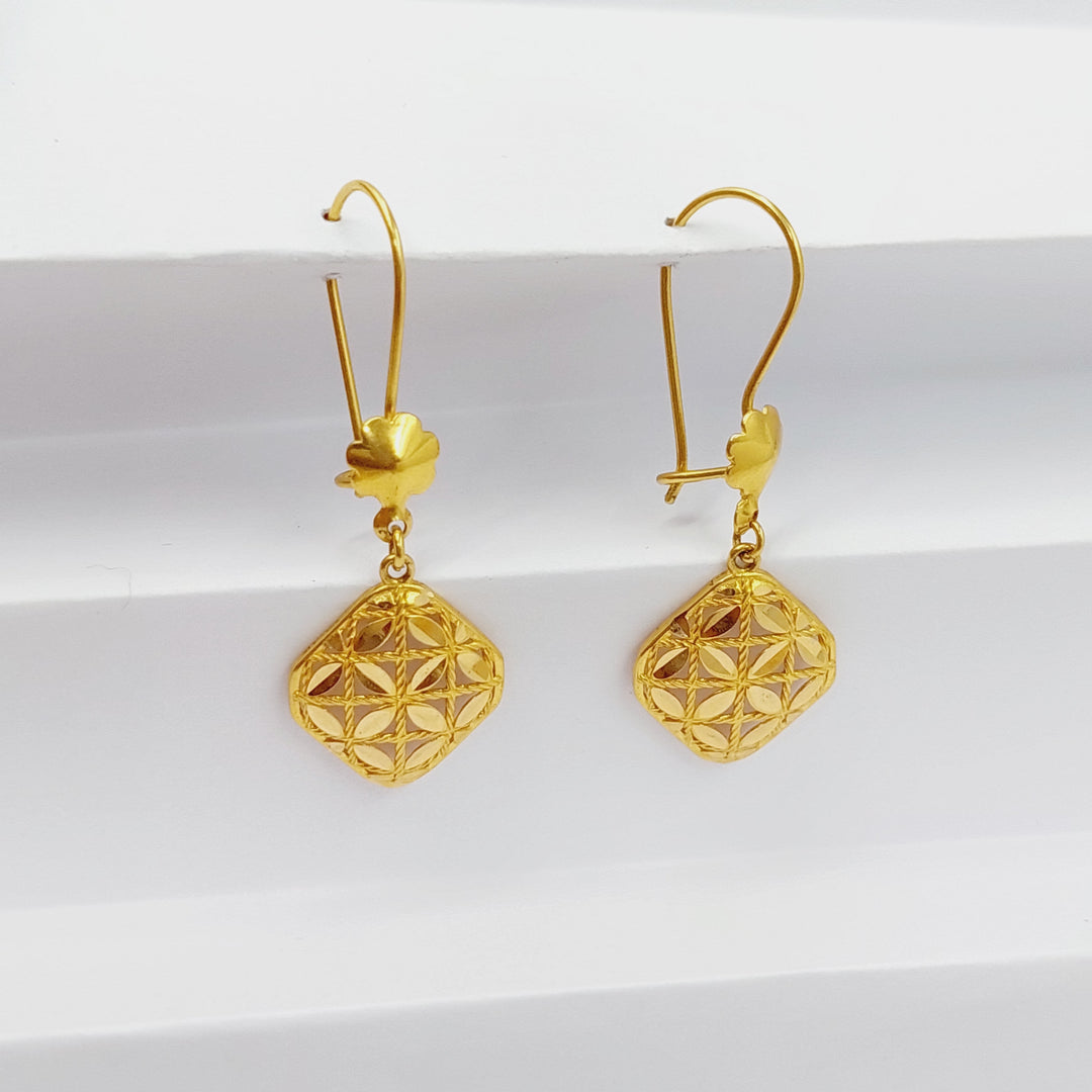 21K Gold Rhombus Earrings by Saeed Jewelry - Image 3