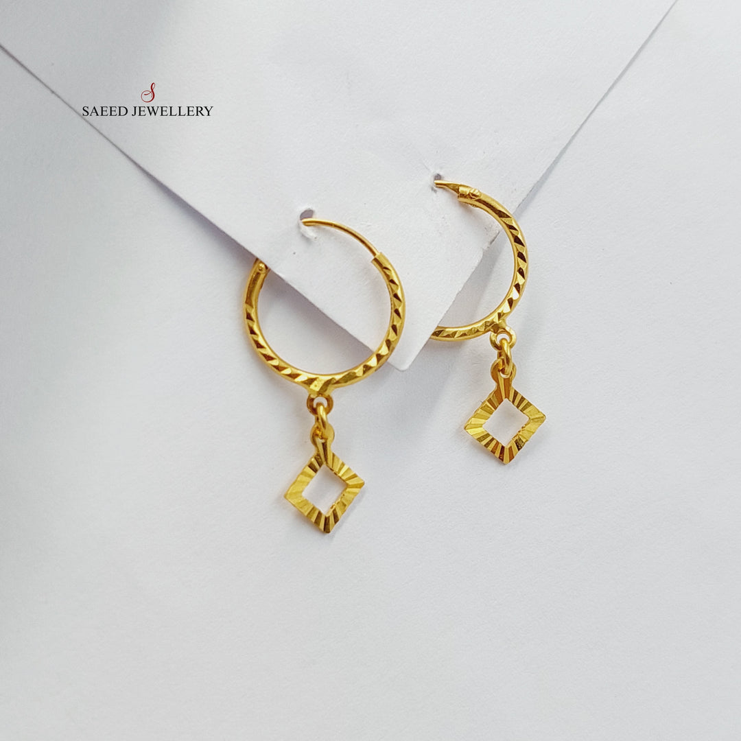 21K Gold Rhombus Earrings by Saeed Jewelry - Image 3