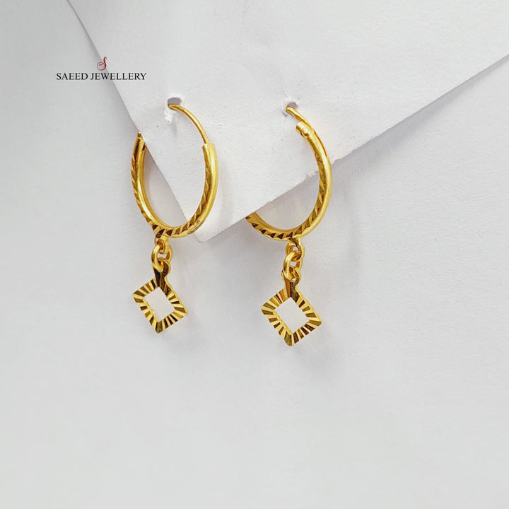 21K Gold Rhombus Earrings by Saeed Jewelry - Image 1