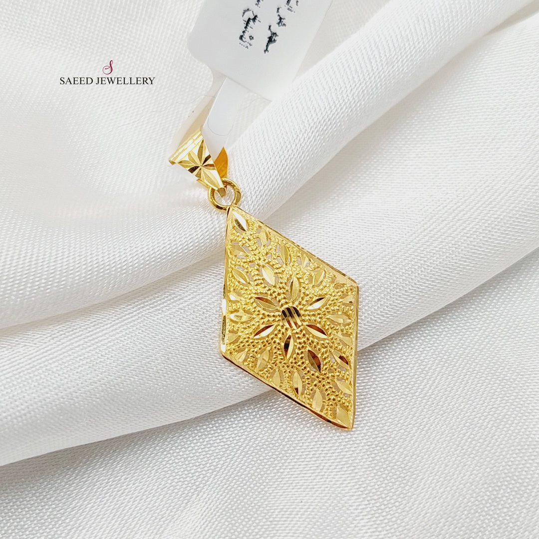 21K Gold Rhombus Pendant by Saeed Jewelry - Image 3