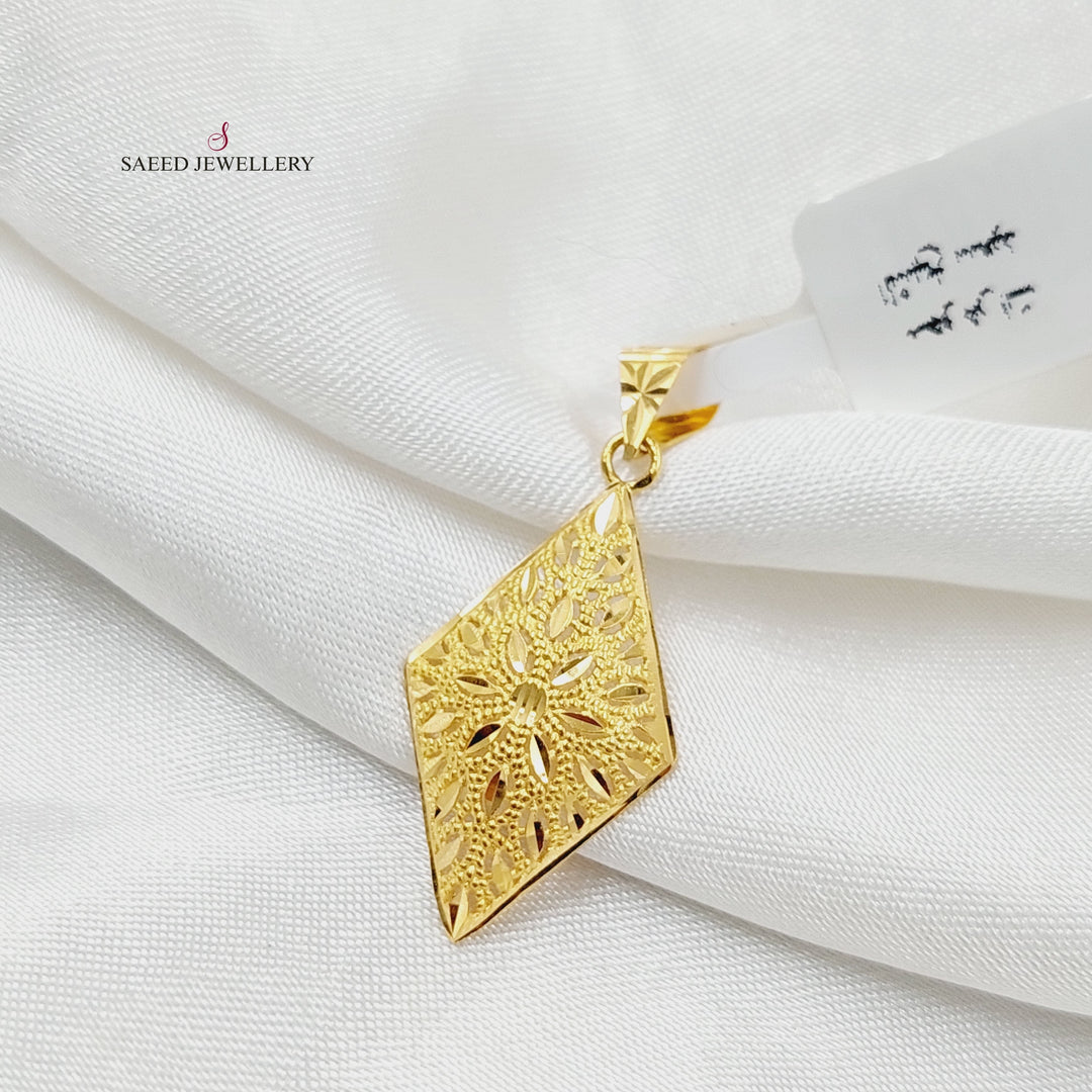 21K Gold Rhombus Pendant by Saeed Jewelry - Image 4