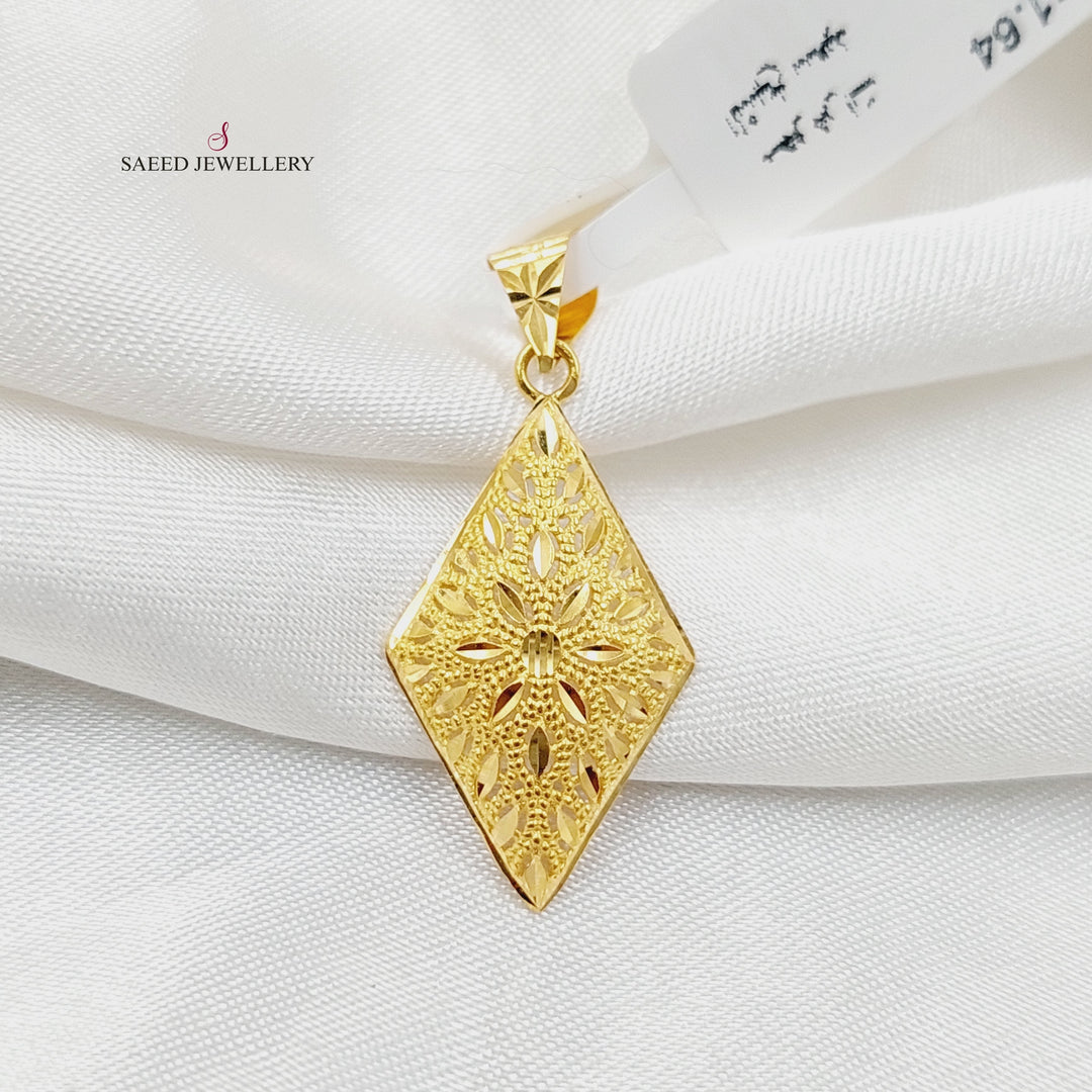 21K Gold Rhombus Pendant by Saeed Jewelry - Image 1