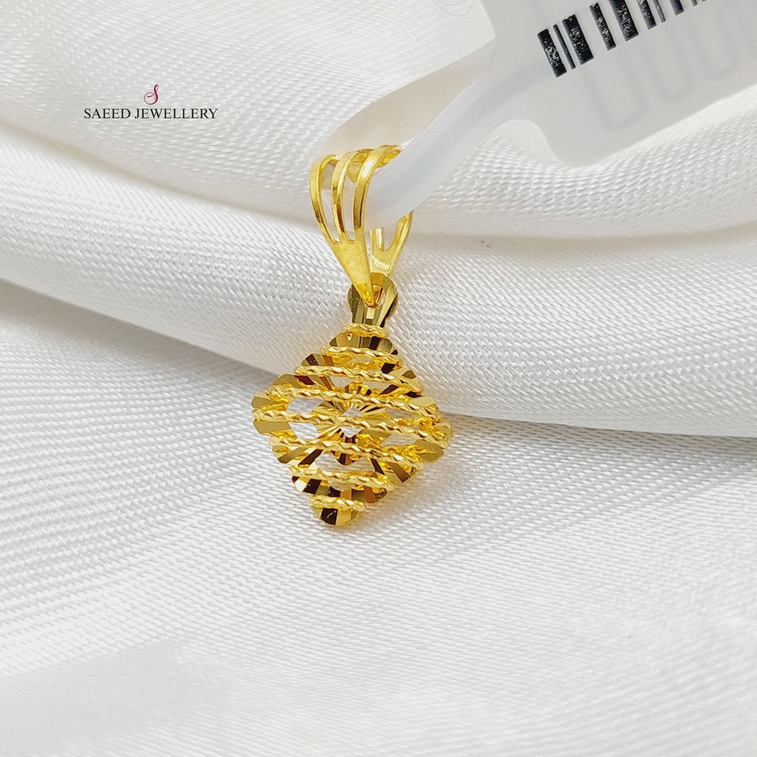 21K Gold Rhombus Pendant by Saeed Jewelry - Image 1