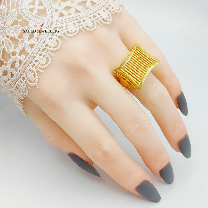 21K Gold Rhombus Ring by Saeed Jewelry - Image 4