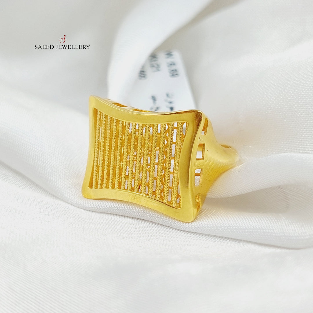 21K Gold Rhombus Ring by Saeed Jewelry - Image 1