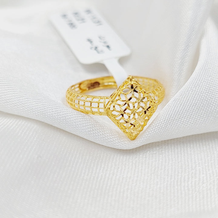 21K Gold Rhombus Ring by Saeed Jewelry - Image 3