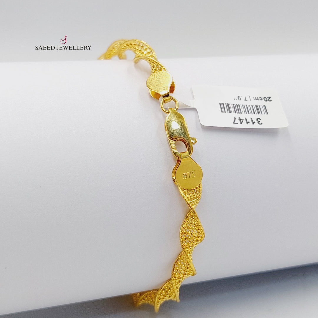 21K Gold Loop Fancy Bracelet by Saeed Jewelry - Image 6