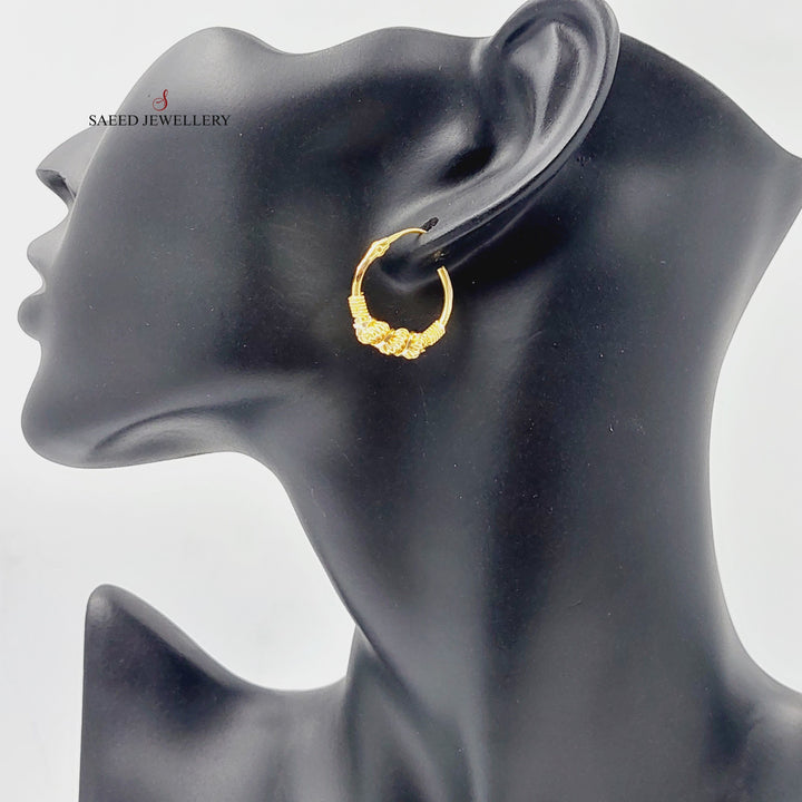 21K Gold Rope Hoop Earrings by Saeed Jewelry - Image 3