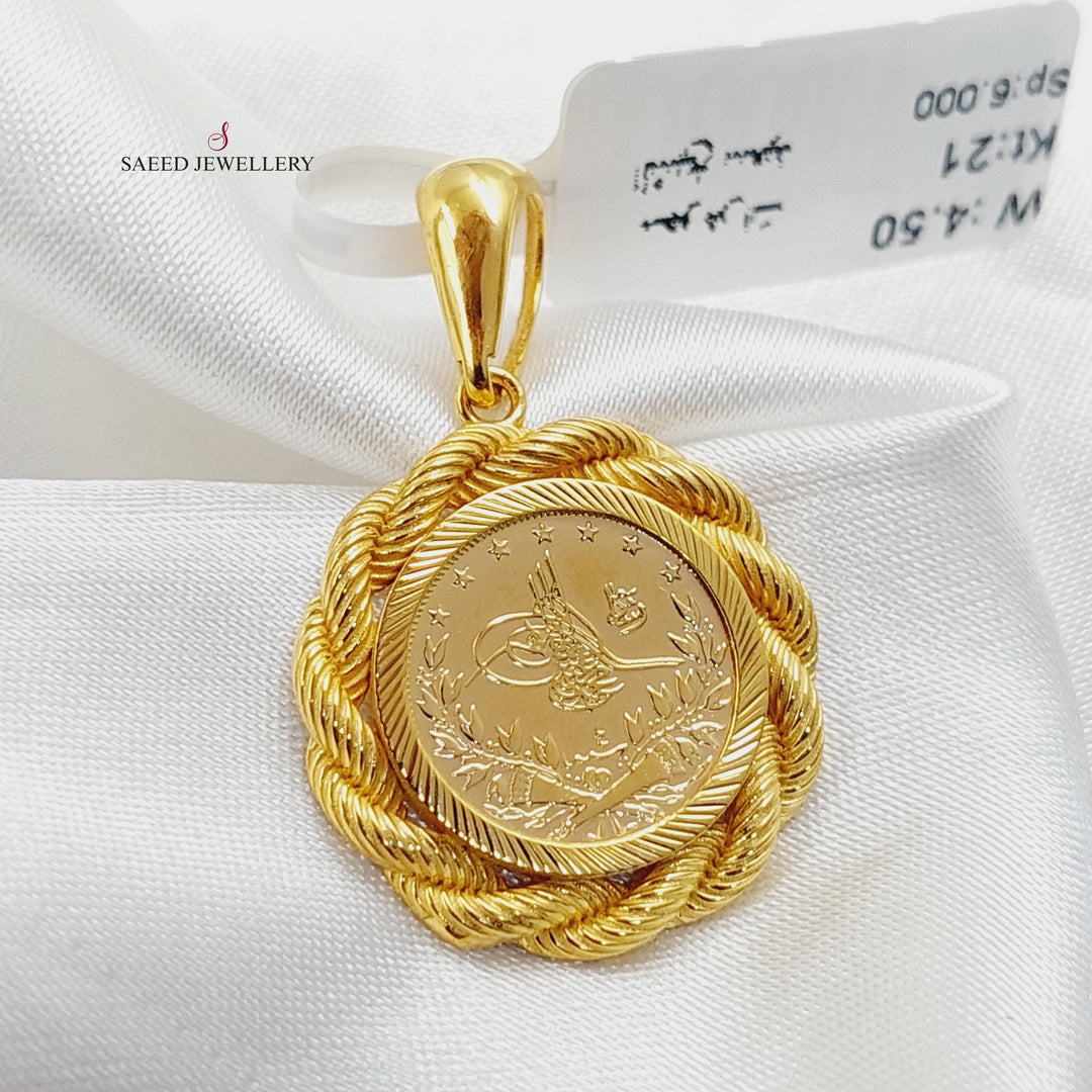 21K Gold Rope Rashadi Pendant by Saeed Jewelry - Image 3