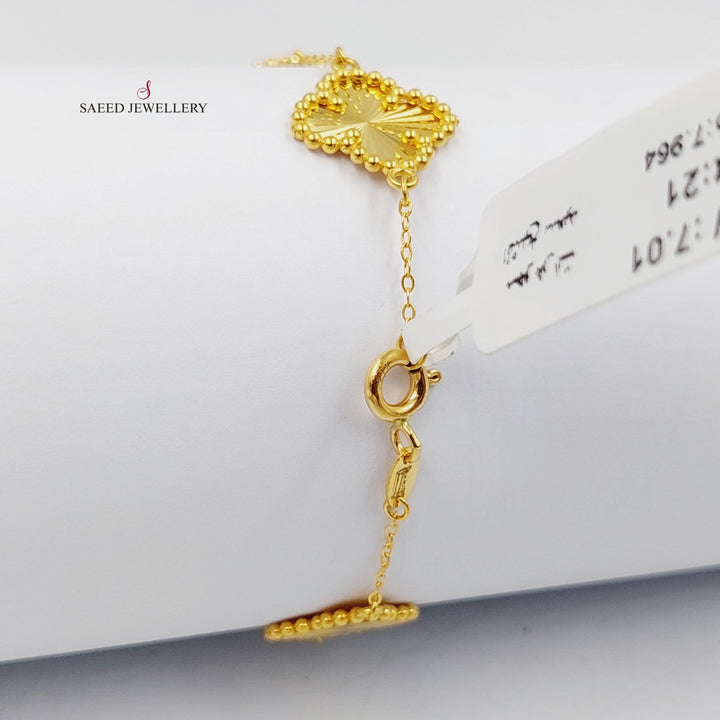 21K Gold Clover Bracelet by Saeed Jewelry - Image 2