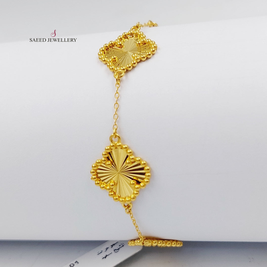 21K Gold Clover Bracelet by Saeed Jewelry - Image 3