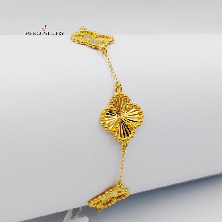 21K Gold Clover Bracelet by Saeed Jewelry - Image 4