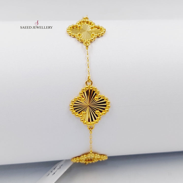 21K Gold Clover Bracelet by Saeed Jewelry - Image 5