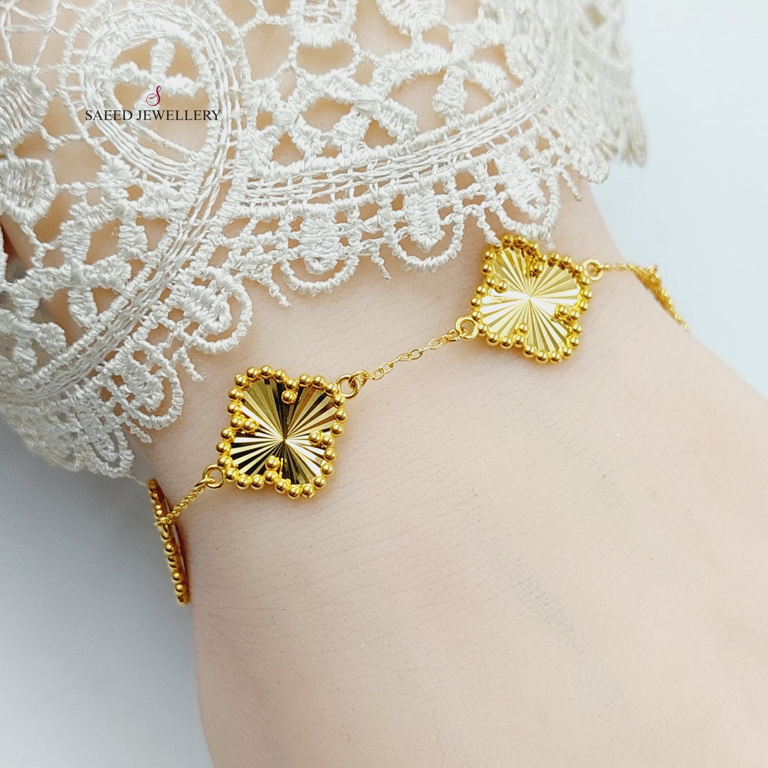 21K Gold Clover Bracelet by Saeed Jewelry - Image 6