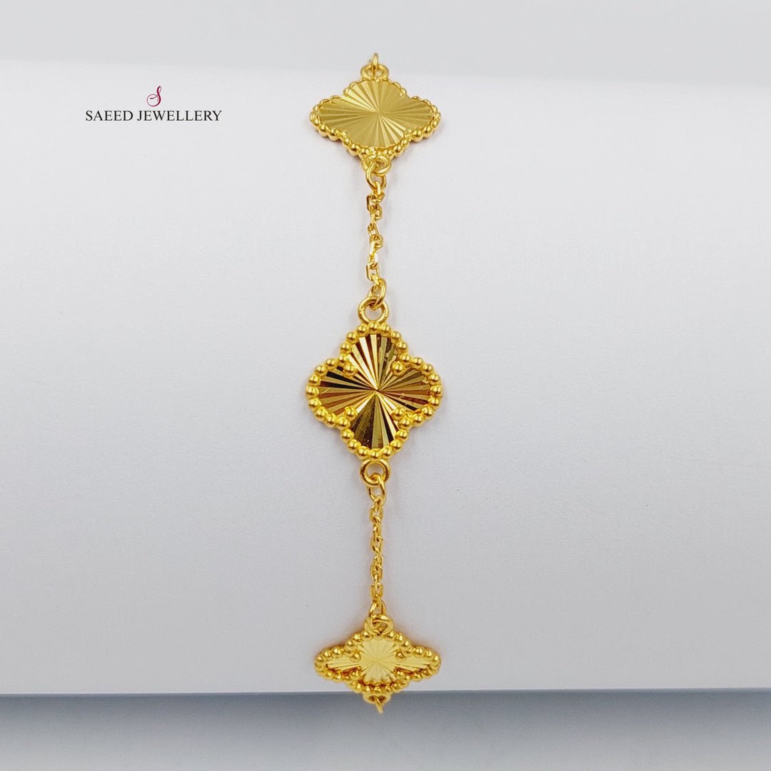 21K Gold Clover Bracelet by Saeed Jewelry - Image 4