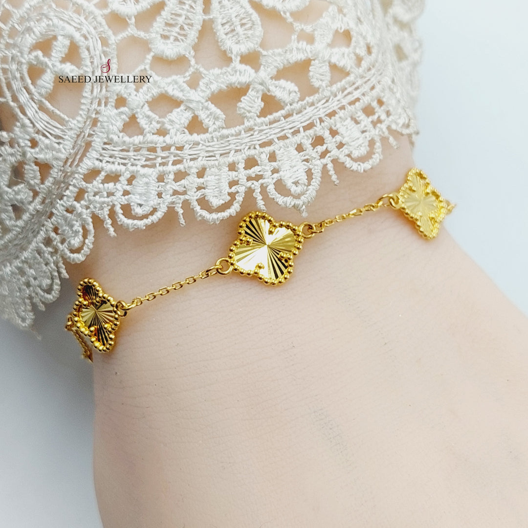 21K Gold Clover Bracelet by Saeed Jewelry - Image 5