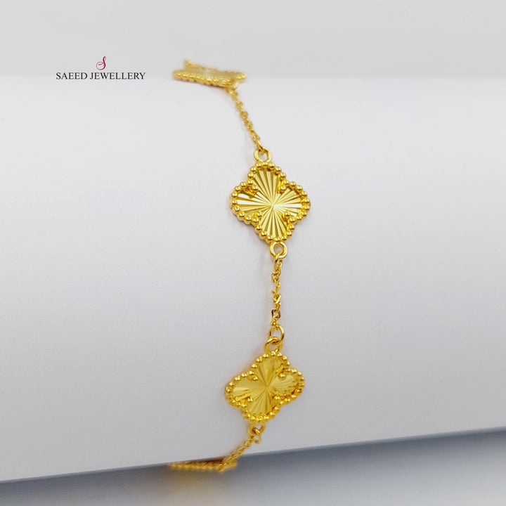 21K Gold Clover Bracelet by Saeed Jewelry - Image 1