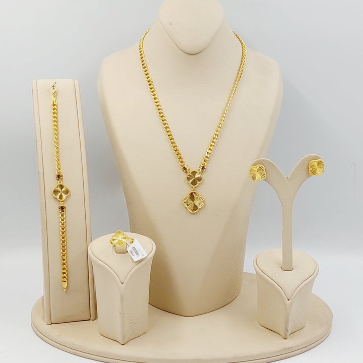 21K Gold Clover Cuban Links Set by Saeed Jewelry - Image 1