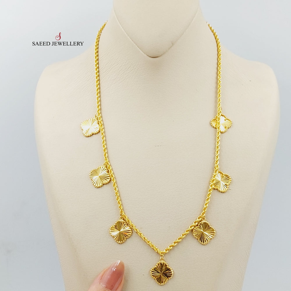21K Gold Clover Dandash Necklace by Saeed Jewelry - Image 2