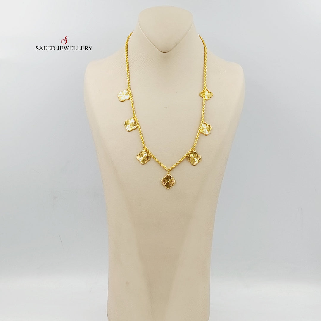 21K Gold Clover Dandash Necklace by Saeed Jewelry - Image 3